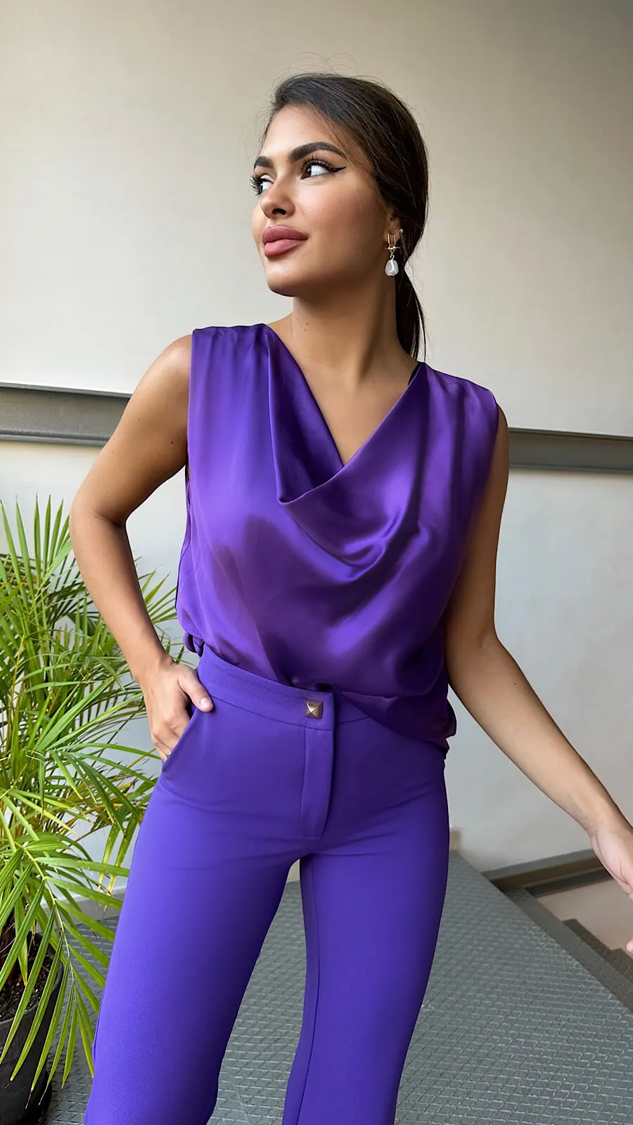 Pantalón Purple Tachuela (Se Vende En Conjunto)
