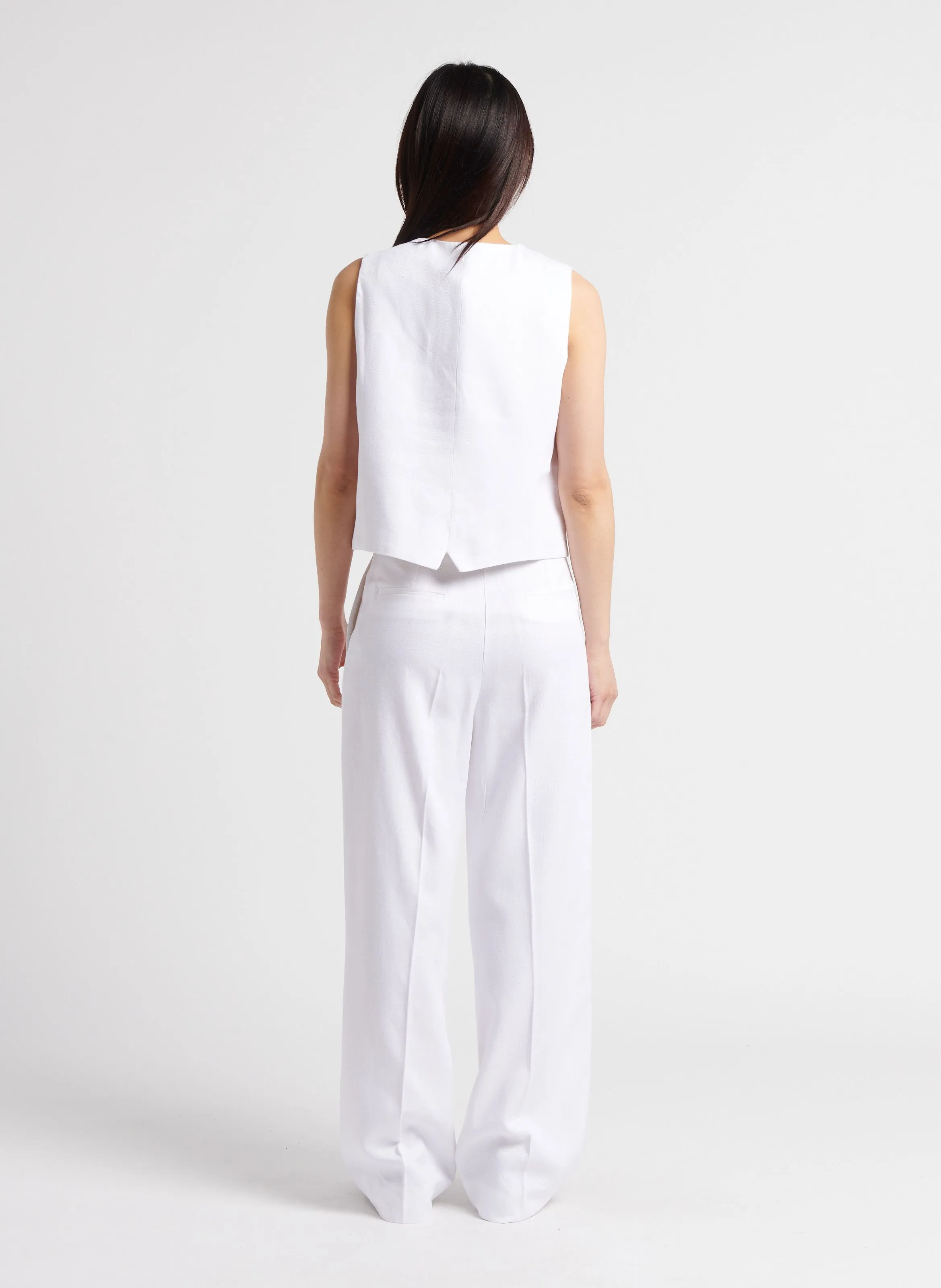 PARTENA  PANTALóN ANCHO DE TIRO ALTO EN BLANCO