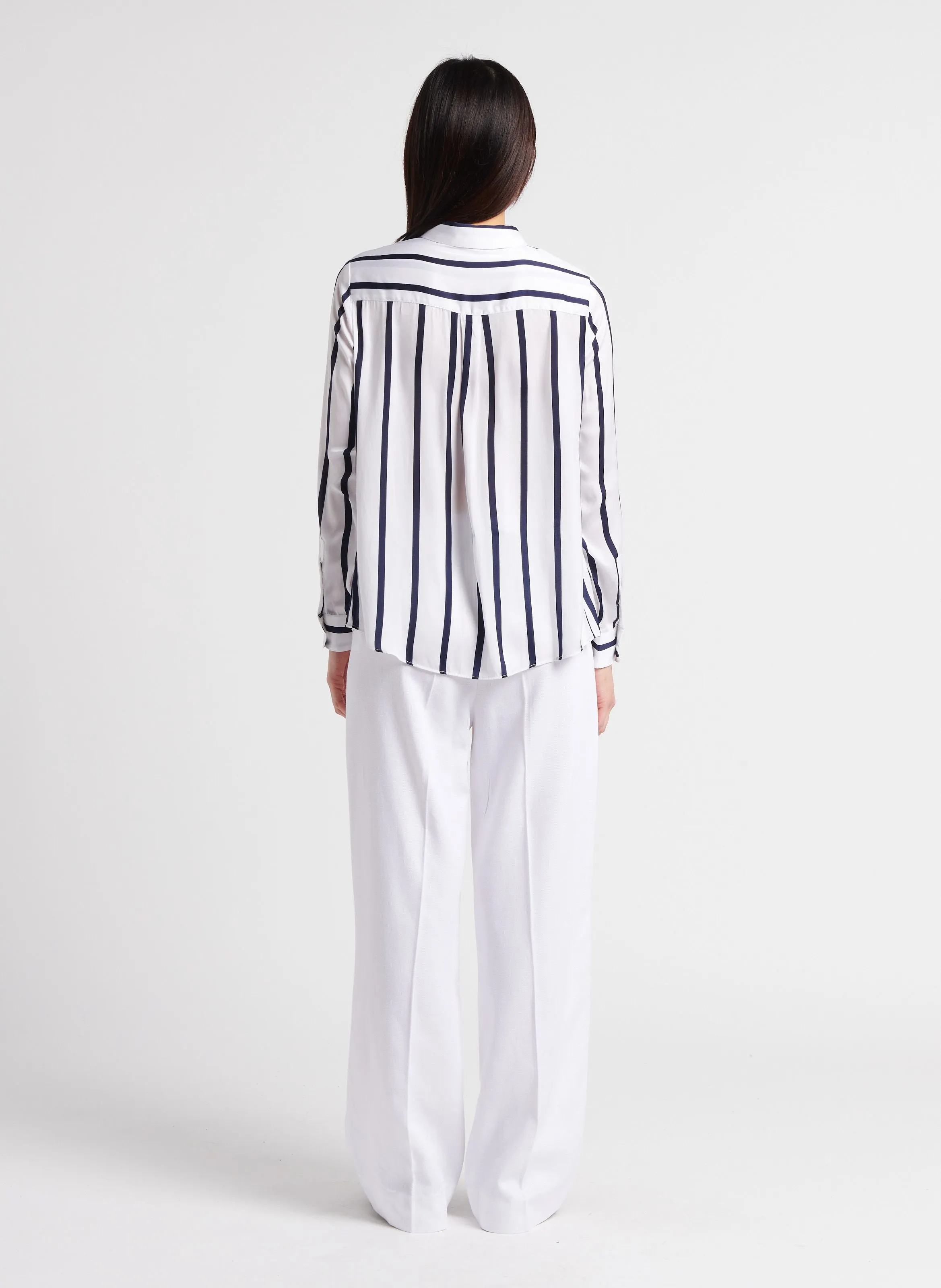 PARTENA  PANTALóN ANCHO DE TIRO ALTO EN BLANCO