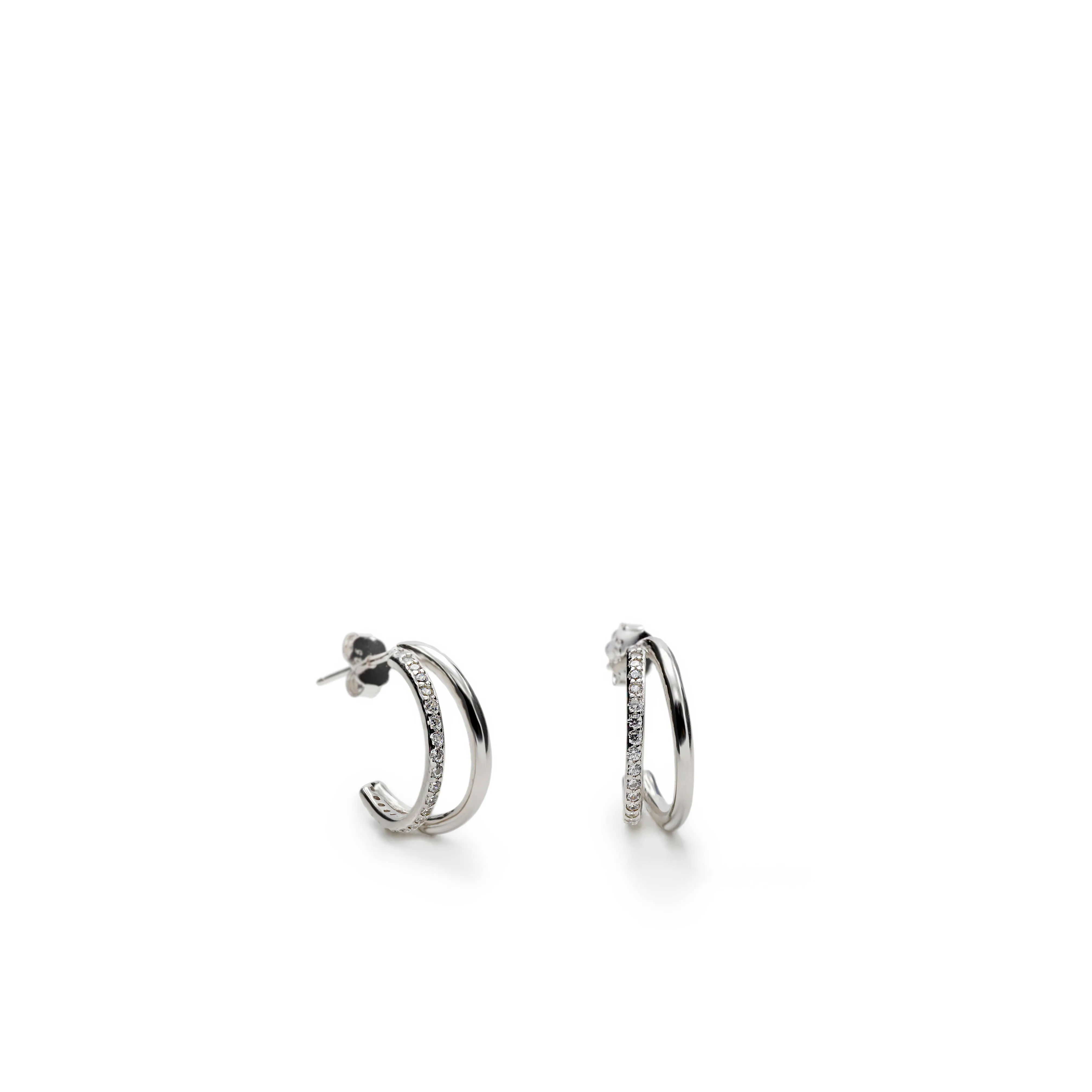 Pendientes aro de plata diseo doble carril