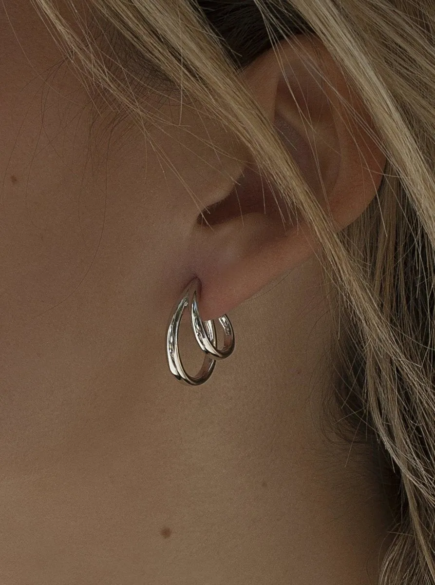 Pendientes aro de plata originales diseo doble