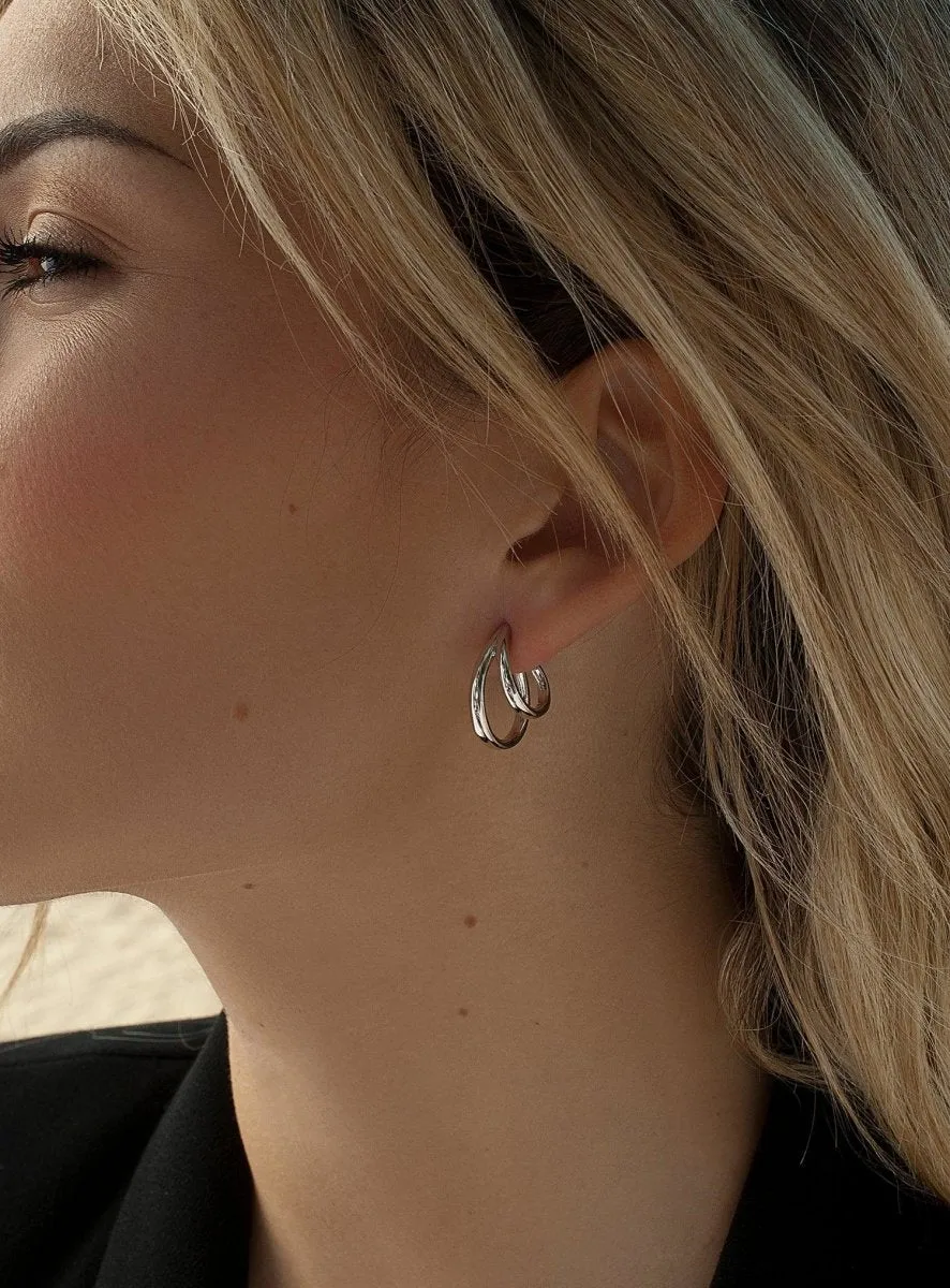 Pendientes aro de plata originales diseo doble