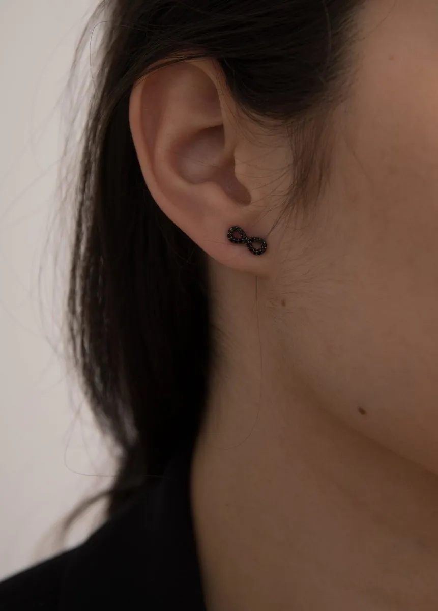 Pendientes brillantes pequeos bao de rutenio motivo infinito