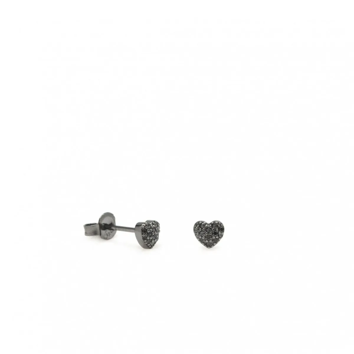 Pendientes brillantes pequeos bao rutenio motivo corazón y circonitas