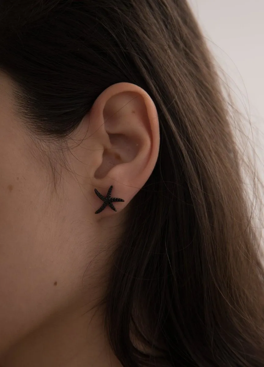 Pendientes brillantes pequeos motivo estrella de mar