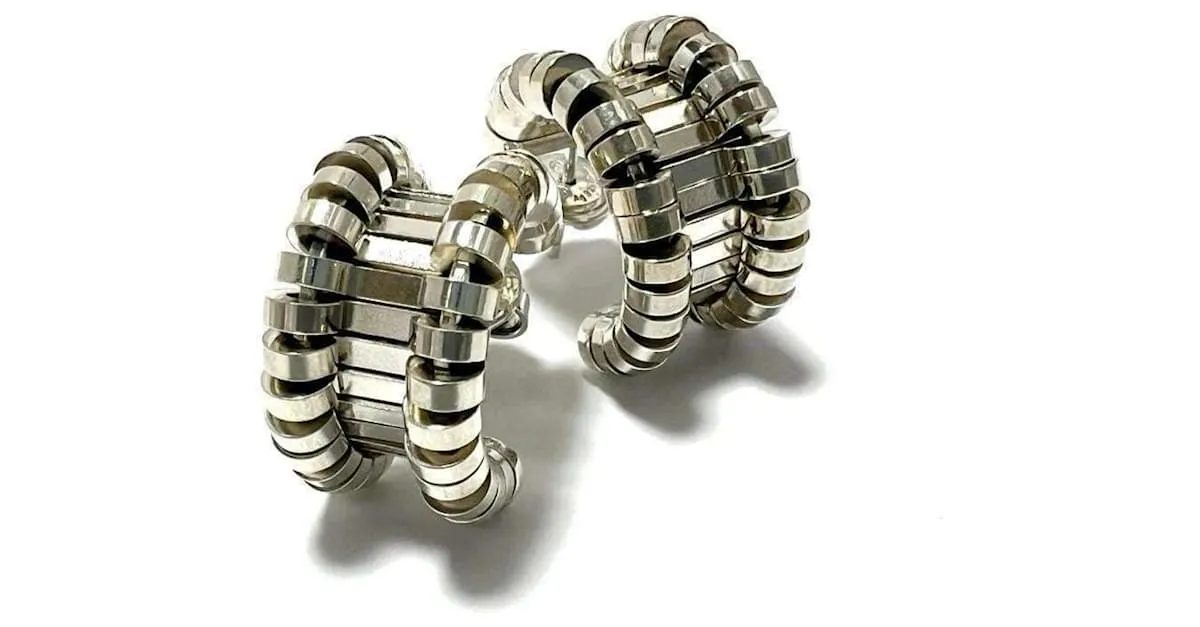 Pendientes de aro esenciales para mujeres Bottega Veneta Plata 