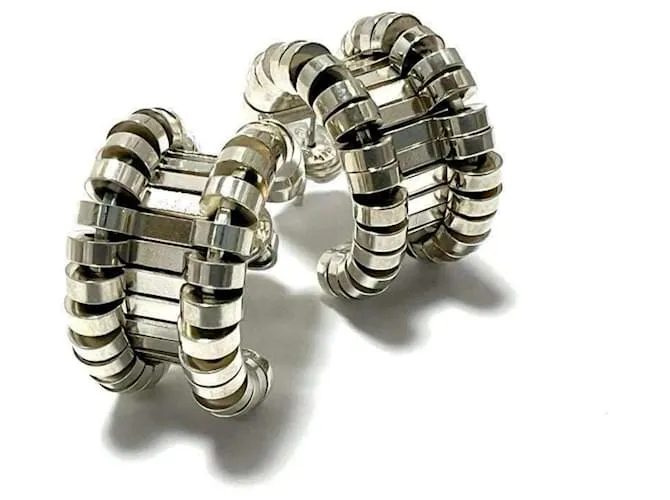 Pendientes de aro esenciales para mujeres Bottega Veneta Plata 