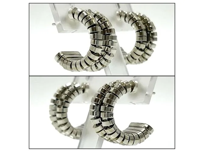 Pendientes de aro esenciales para mujeres Bottega Veneta Plata 