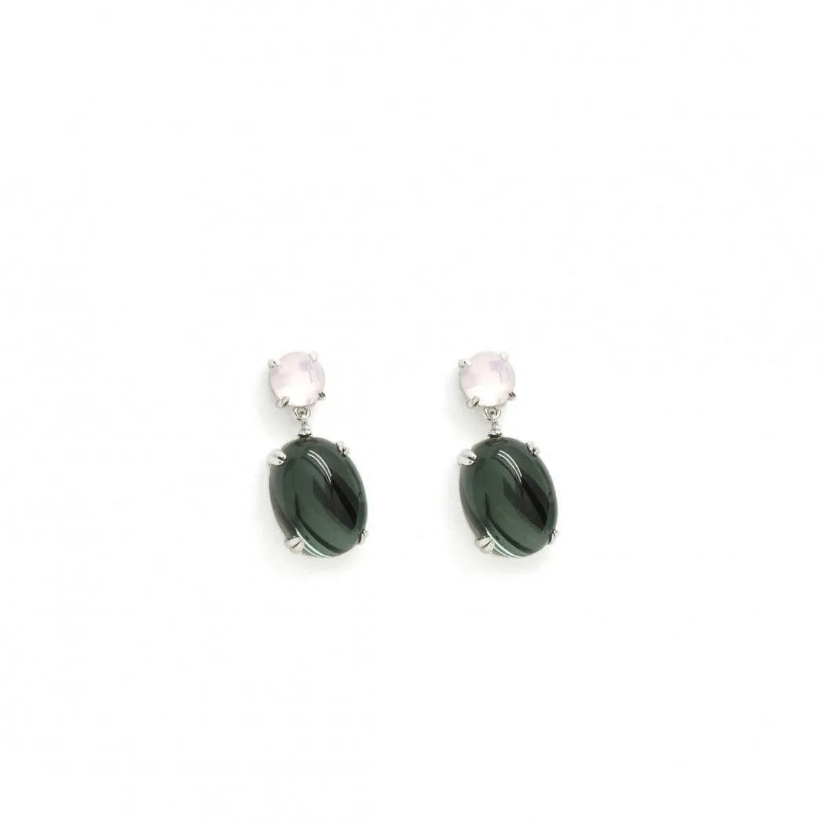 Pendientes de piedras de colores verdes diseo cabouchón