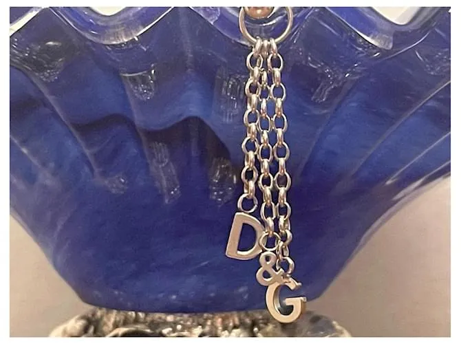 Pendientes Dolce & Gabbana modelo DJ0150 tres hilos con logo de acero Plata 