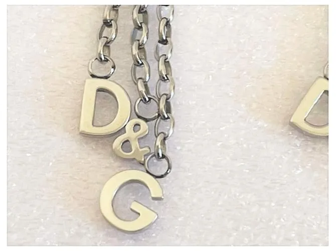 Pendientes Dolce & Gabbana modelo DJ0150 tres hilos con logo de acero Plata 