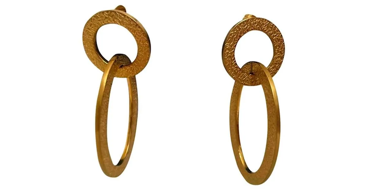 Pendientes dorados DOLCE & GABBANA con círculo alargado y logo 