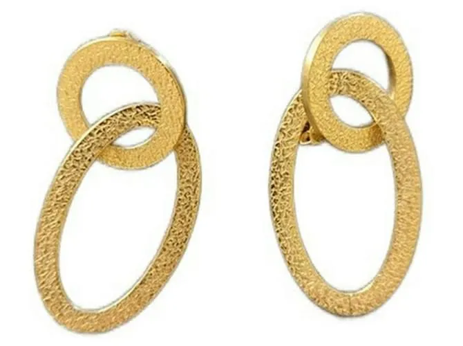 Pendientes dorados DOLCE & GABBANA con círculo alargado y logo 