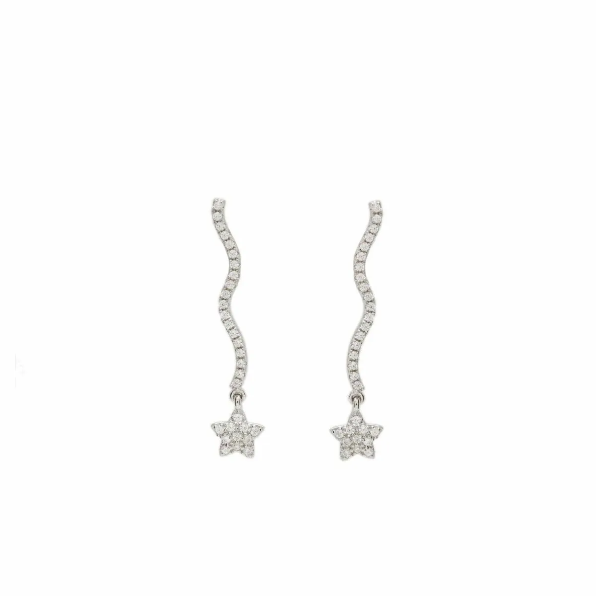 Pendientes largos de plata con zigzag de estrella
