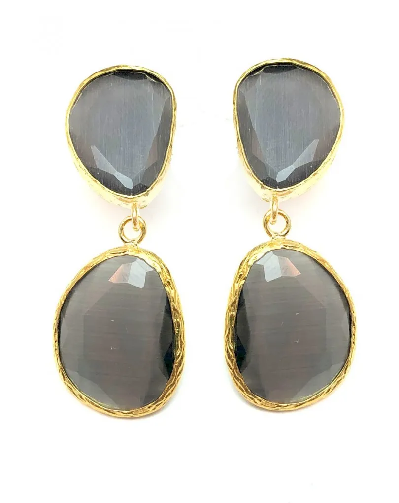 PENDIENTES MUJER DE PIEDRAS NATURALES GRISES