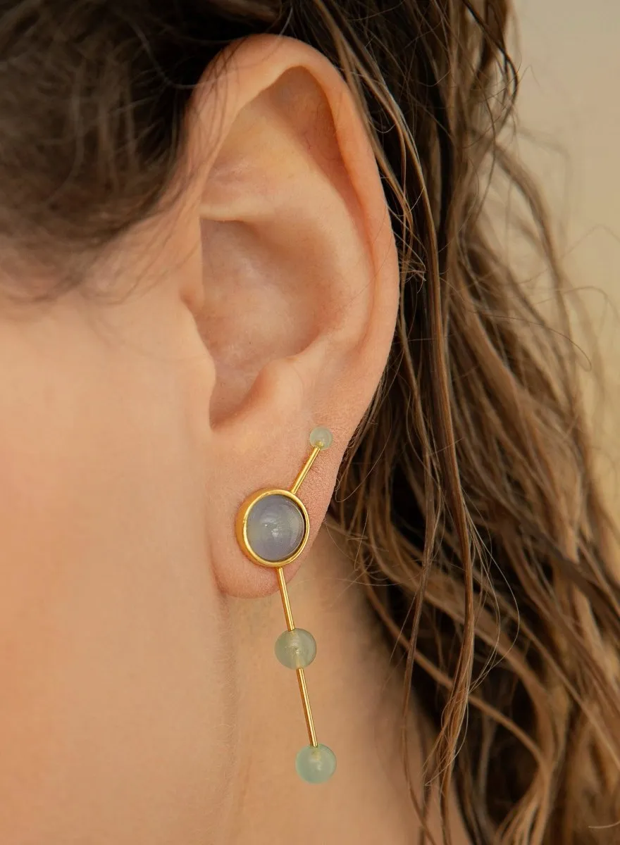 Pendientes originales diseo palillo con cuarzos adamantinos