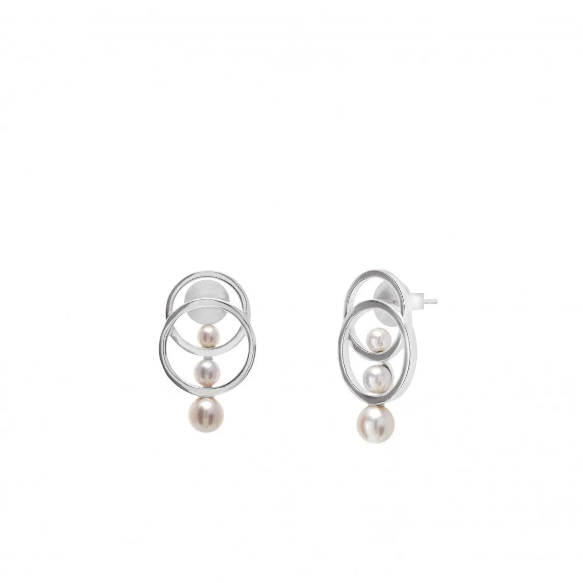 Pendientes perlas diseo doble motivo circular intercalado