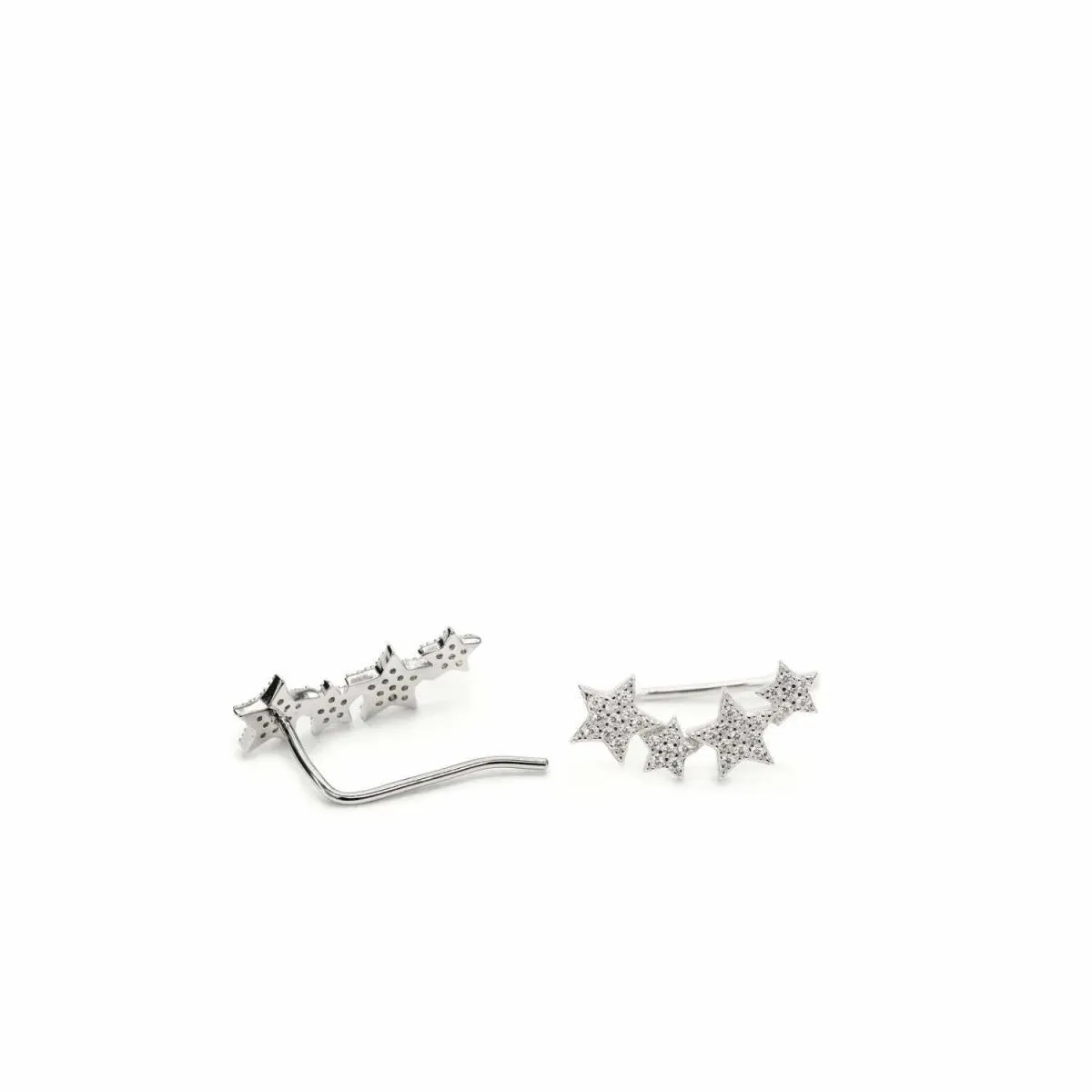 Pendientes trepadores de plata con motivo de estrellas con circonitas