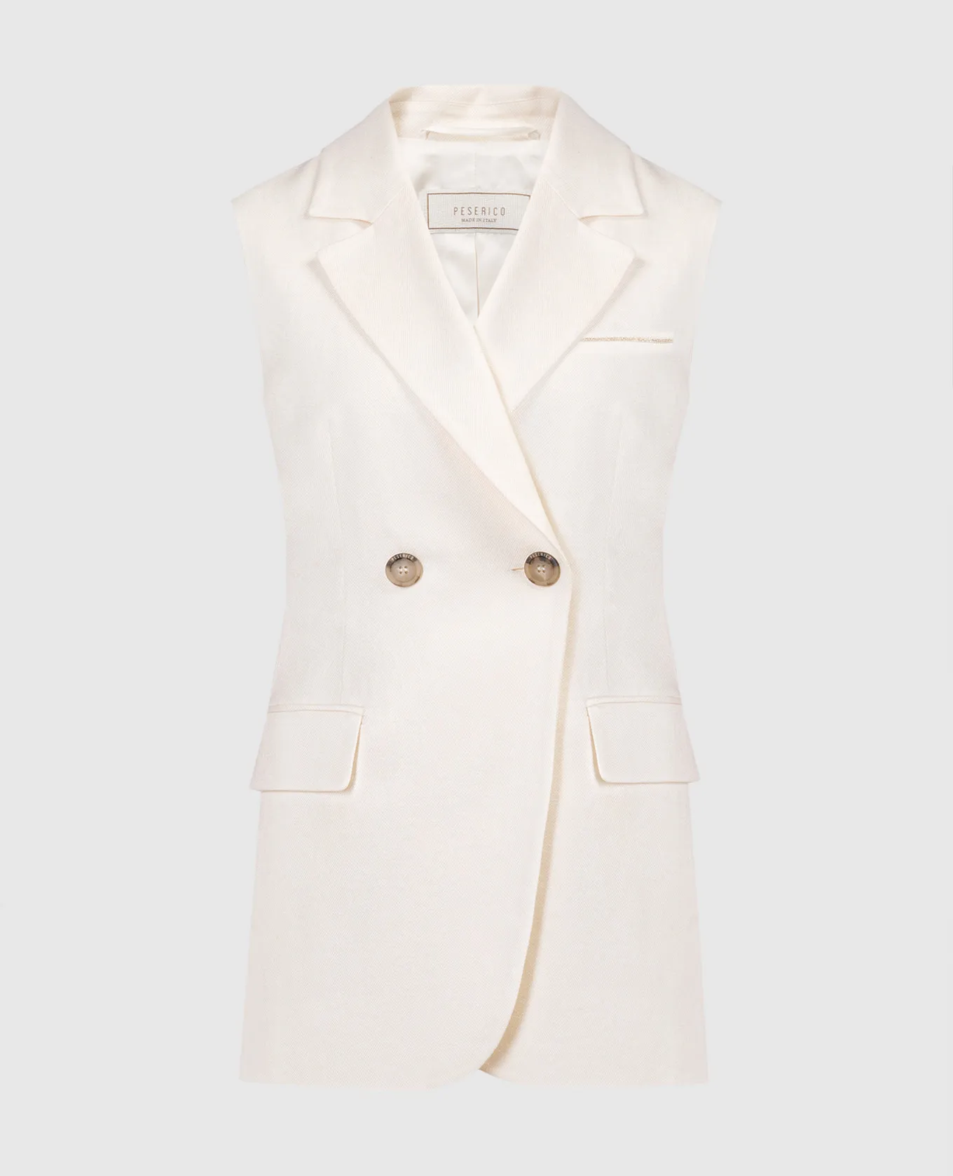 PESERICO BEIGE DOUBLEBREASTED WAISTCOAT WITH MONIL CHAIN