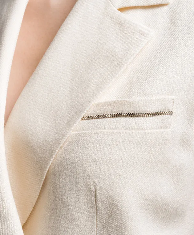 PESERICO BEIGE DOUBLEBREASTED WAISTCOAT WITH MONIL CHAIN