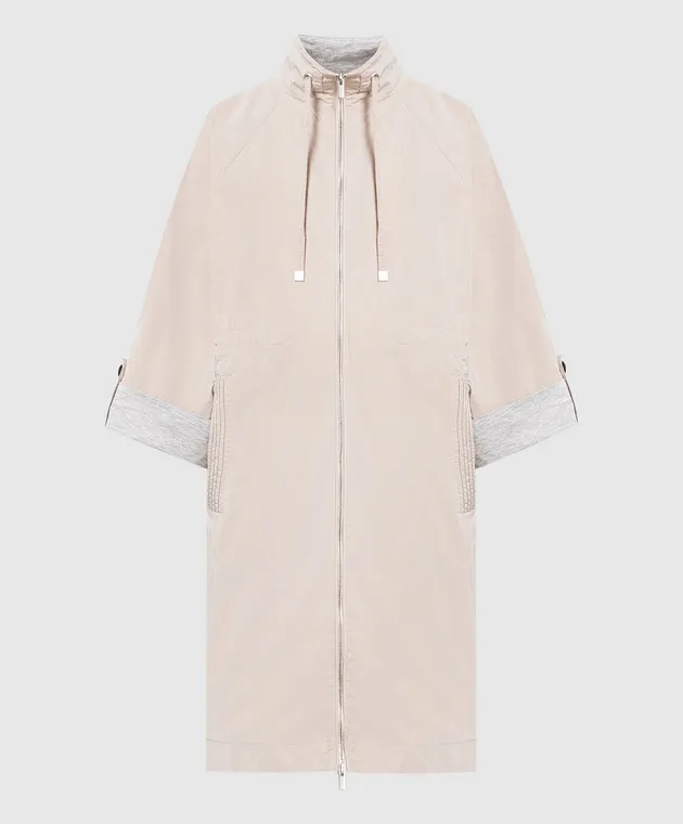 Peserico Beige raincoat with monil chain