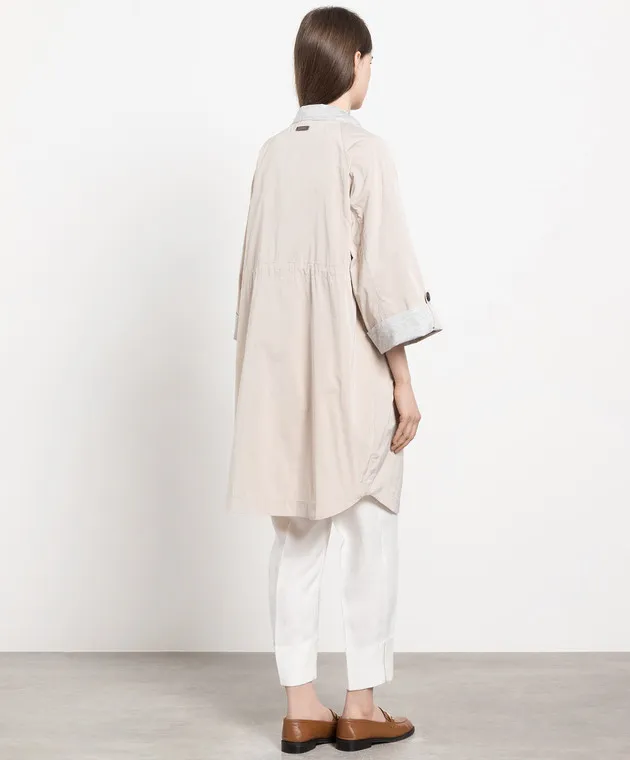 Peserico Beige raincoat with monil chain