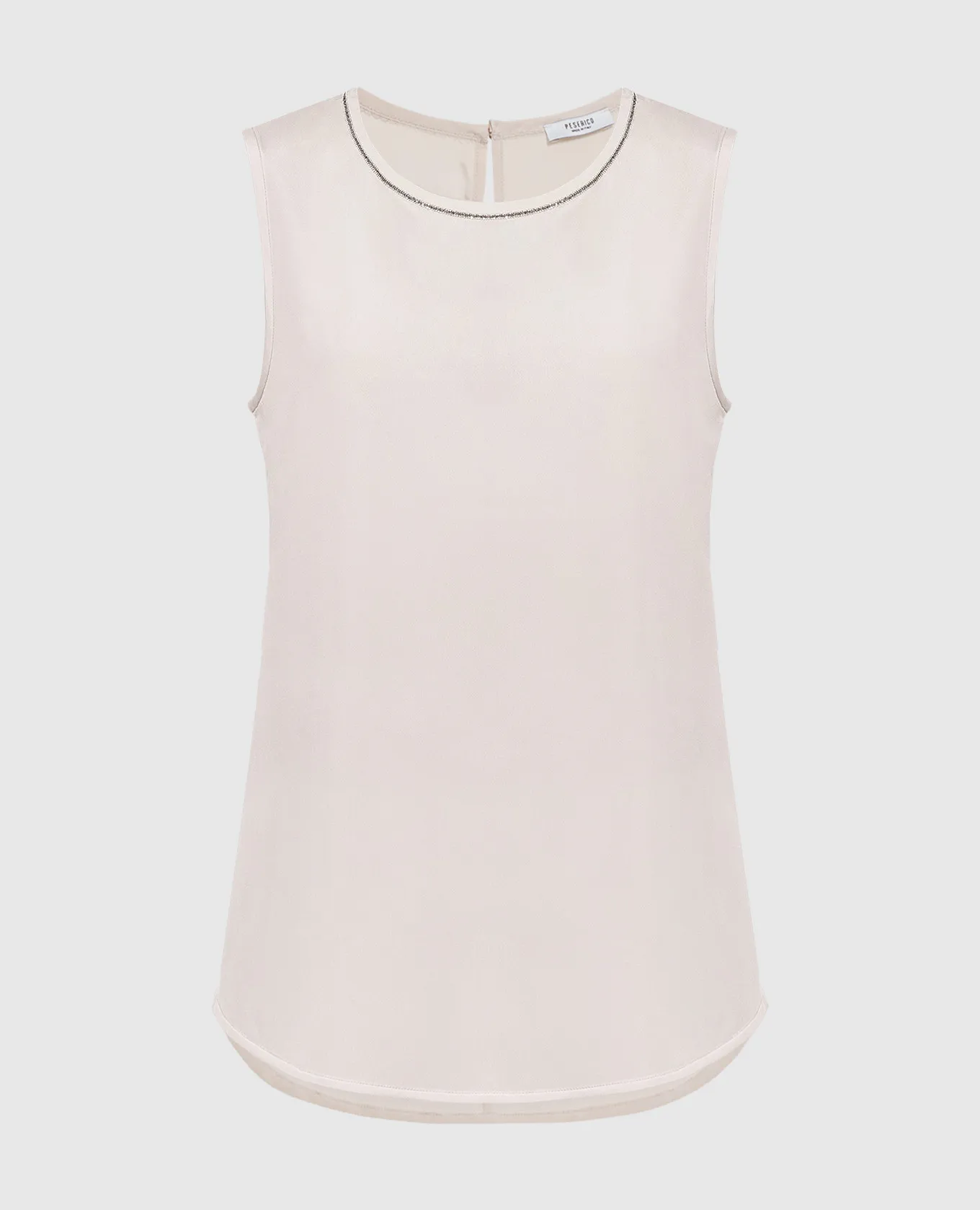 Peserico Beige silk top with monil chain