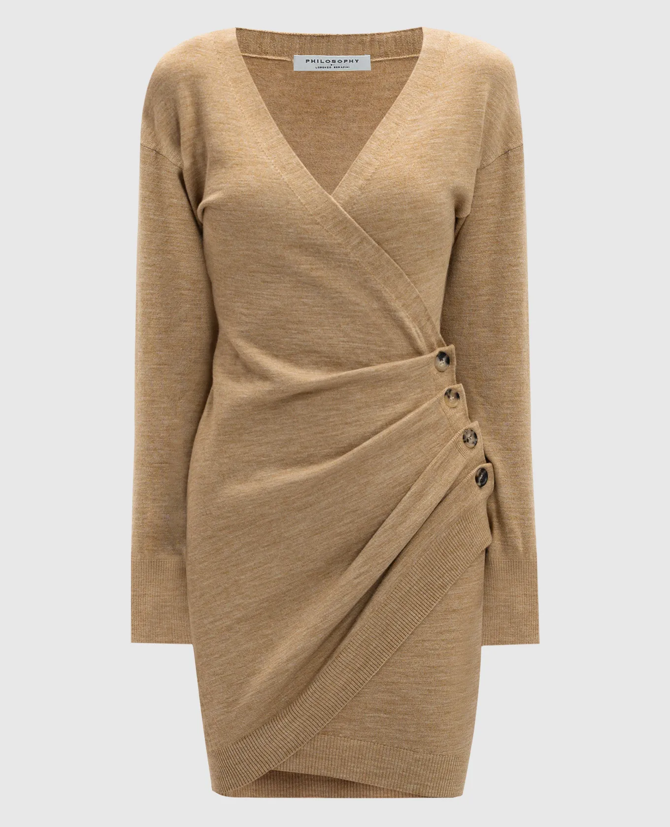 Philosophy di Lorenzo Serafini Beige melange dress with wool