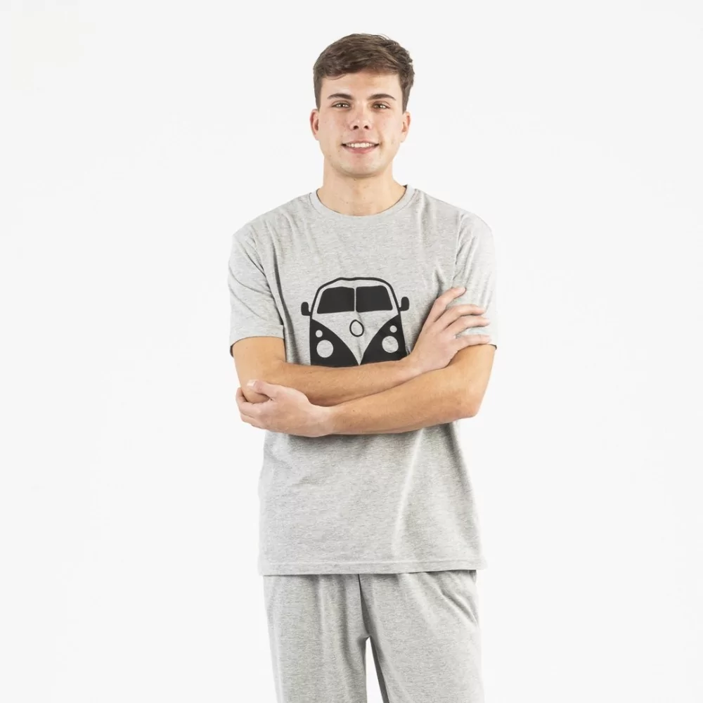 Pijama hombre manga corta Dan gris