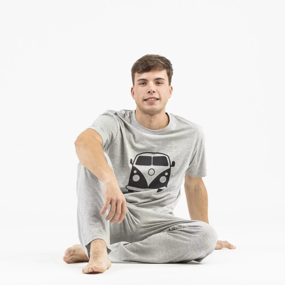 Pijama hombre manga corta Dan gris