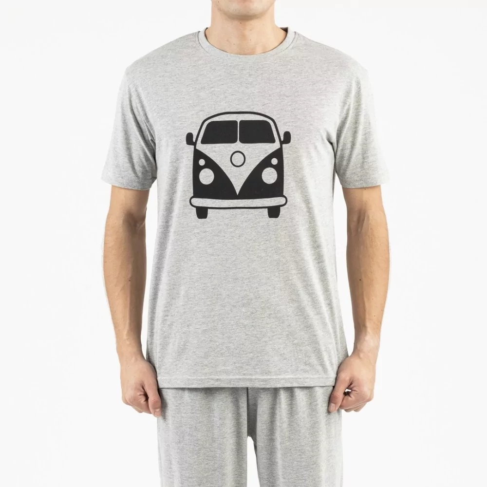 Pijama hombre manga corta Dan gris