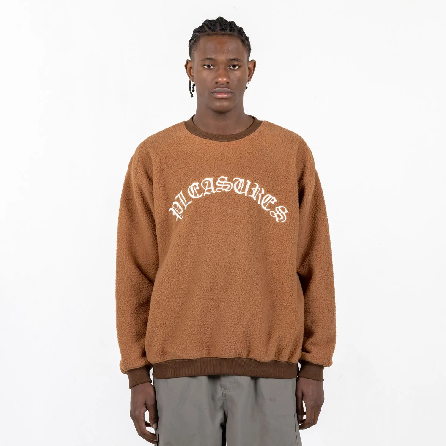 Pleasures Mars Sherpa Crewneck Brown