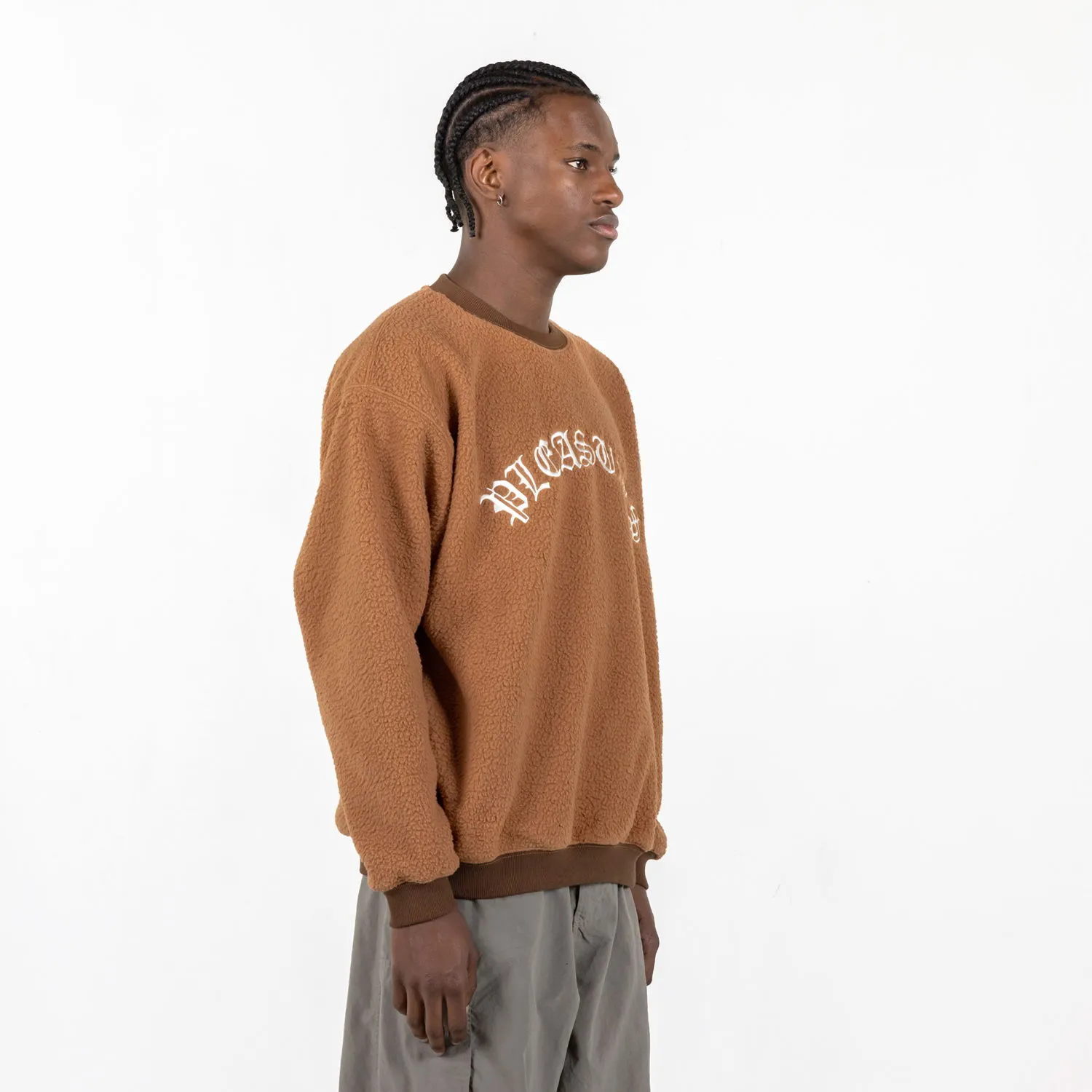Pleasures Mars Sherpa Crewneck Brown