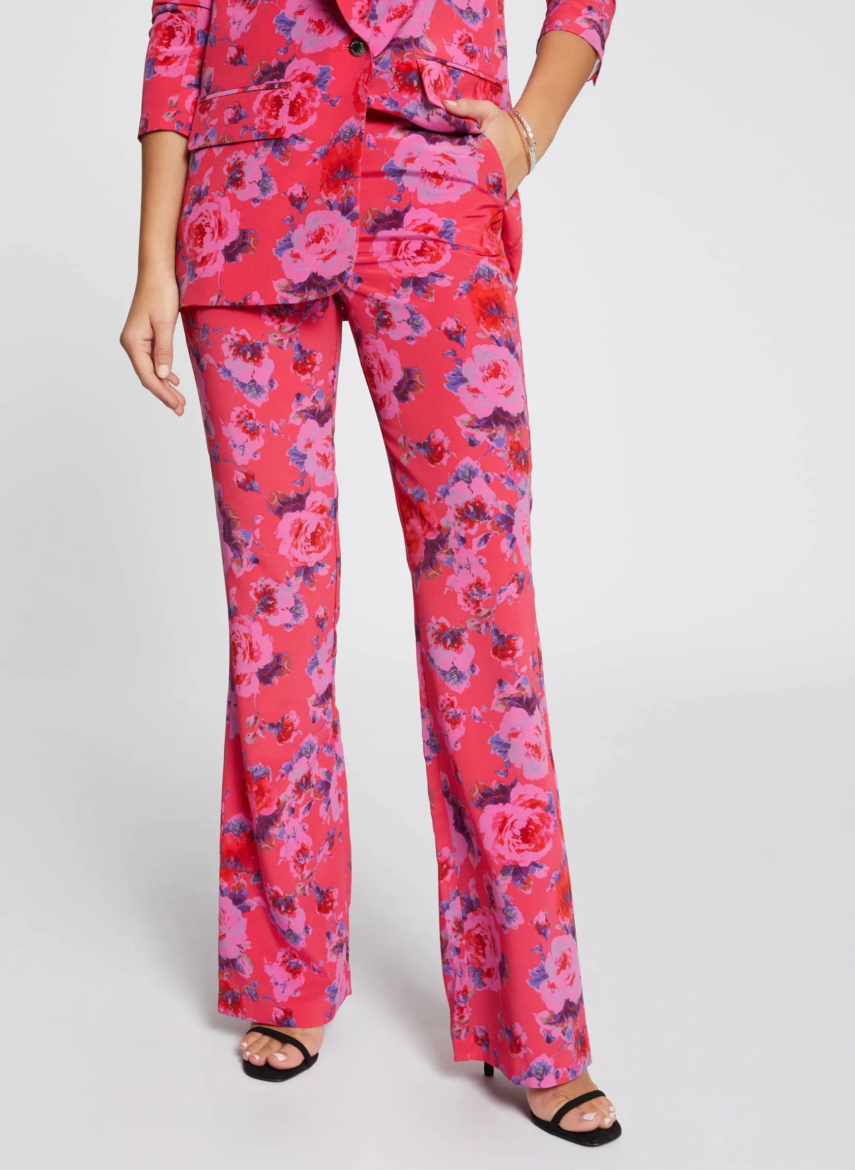 POLIN.F  PANTALóN ACAMPANADO ESTAMPADO FLORES EN MULTICOLOR