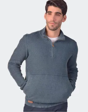 Polo sport hombre punto con relieve con cuello subido con cremallera y bolsillo grande