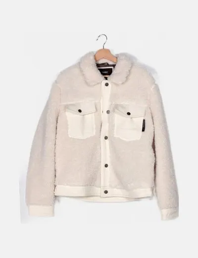 Pull&Bear Cazadora borrego blanca