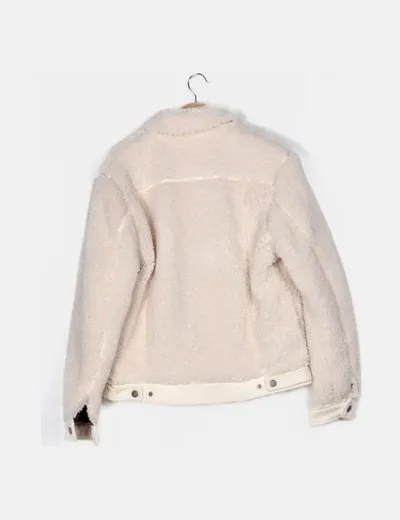 Pull&Bear Cazadora borrego blanca