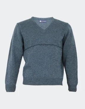 Pullover hombre punto con con pequeña cenefa en la parte del pecho