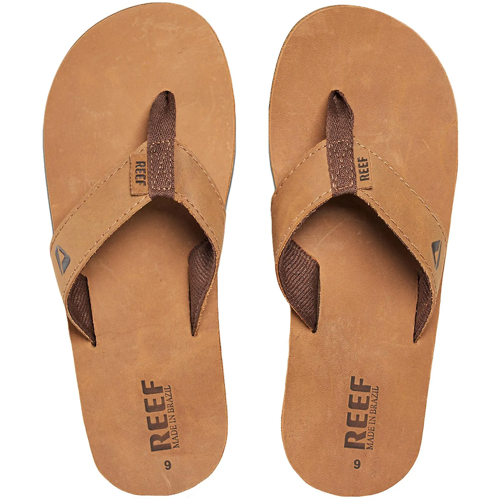 REEF MENS LEATHER SMOOTHY HOLIDAY POOL BEACH FLIP FLOPS THONGS SANDALIAS  BRONCE