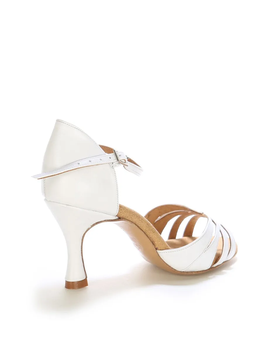 Sandalia de novia cuero blanco elegante
