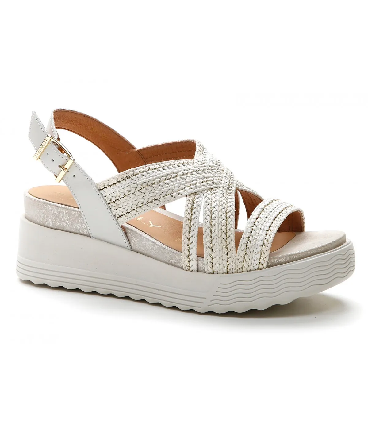 Sandalia de plataforma en piel blanca
