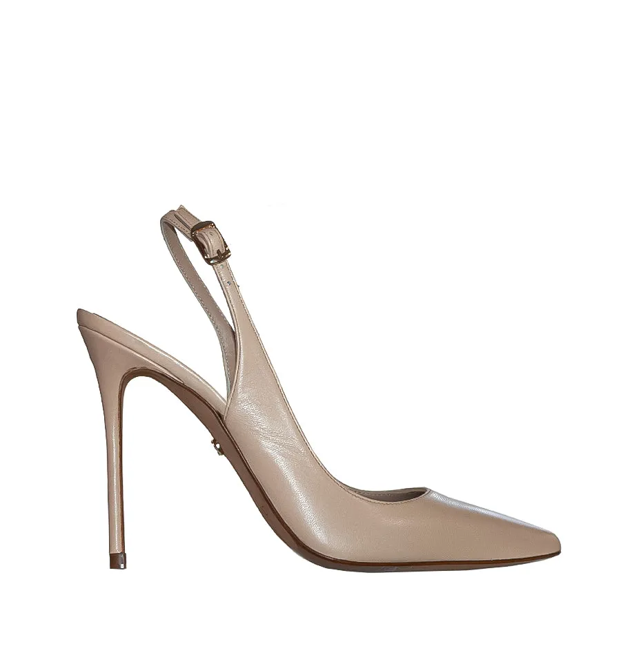 Stiletto alto destalonado en beis