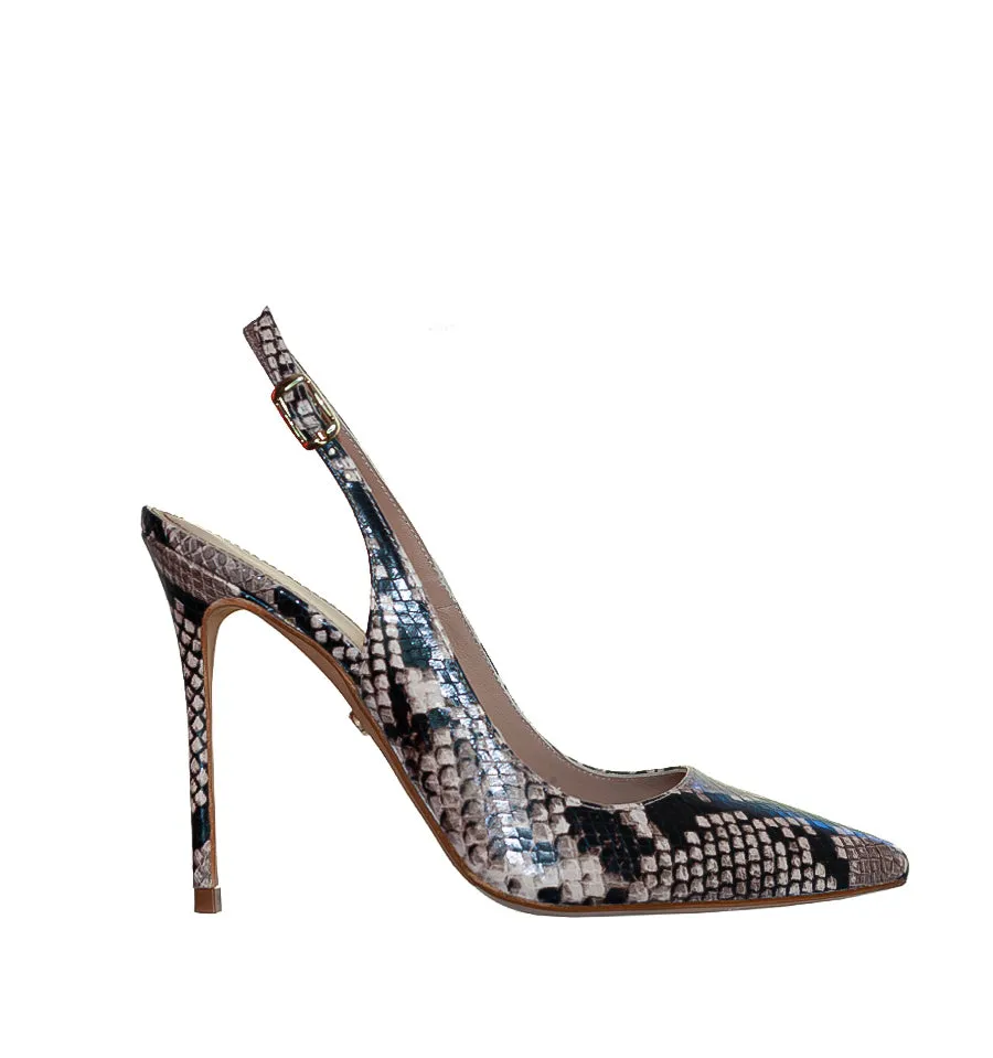 Stiletto alto destalonado en serpiente