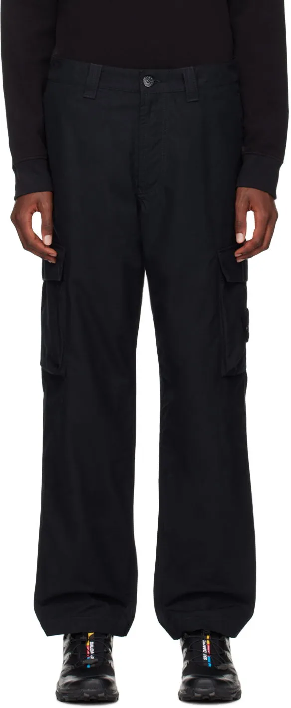 Stone Island Black Logo Patch Cargo Pants