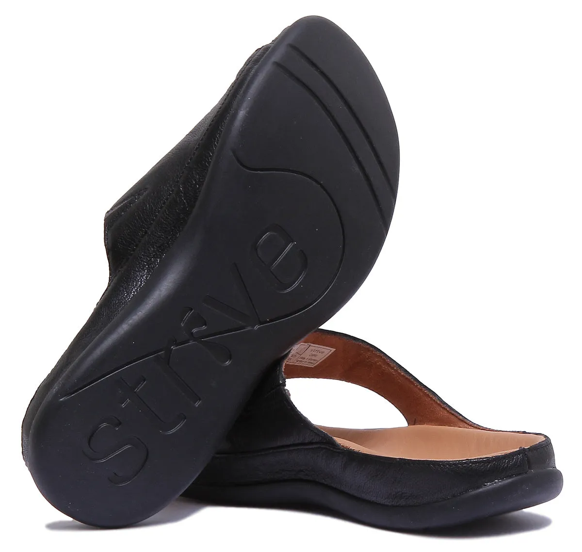 Strive Capri Sandalia de cuero con lazo en el dedo del pie para mujer en oro metálico