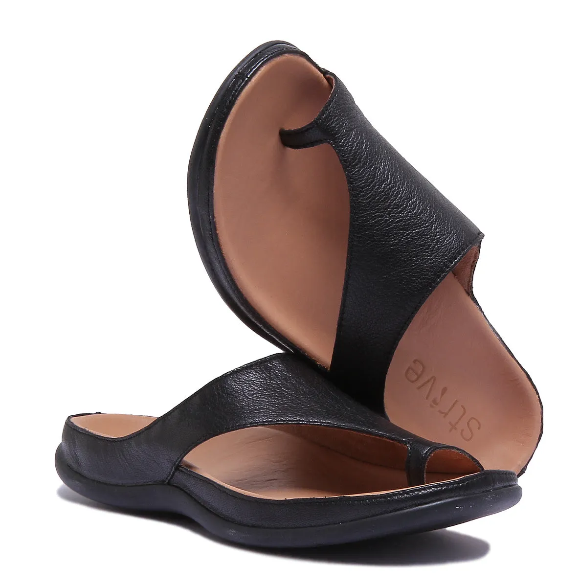 Strive Capri Sandalia de cuero con lazo en el dedo del pie para mujer en oro metálico