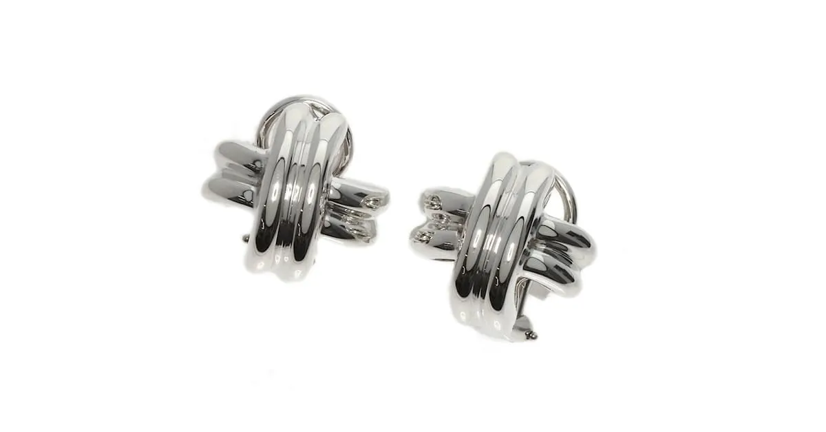 Tiffany & Co Pendientes de clip de plata Tiffany Signature 