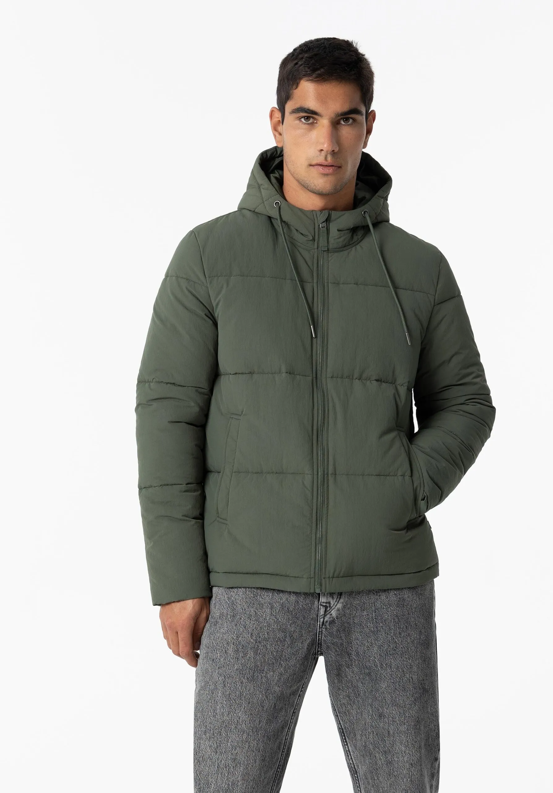 Tiffosi Denim – Abrigo verde capucha hombre