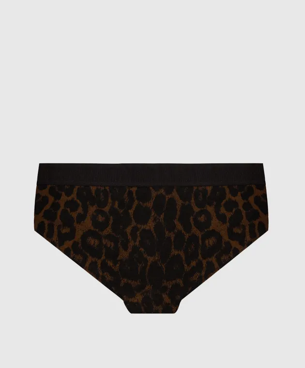 Tom Ford Brown animal print briefs with logo