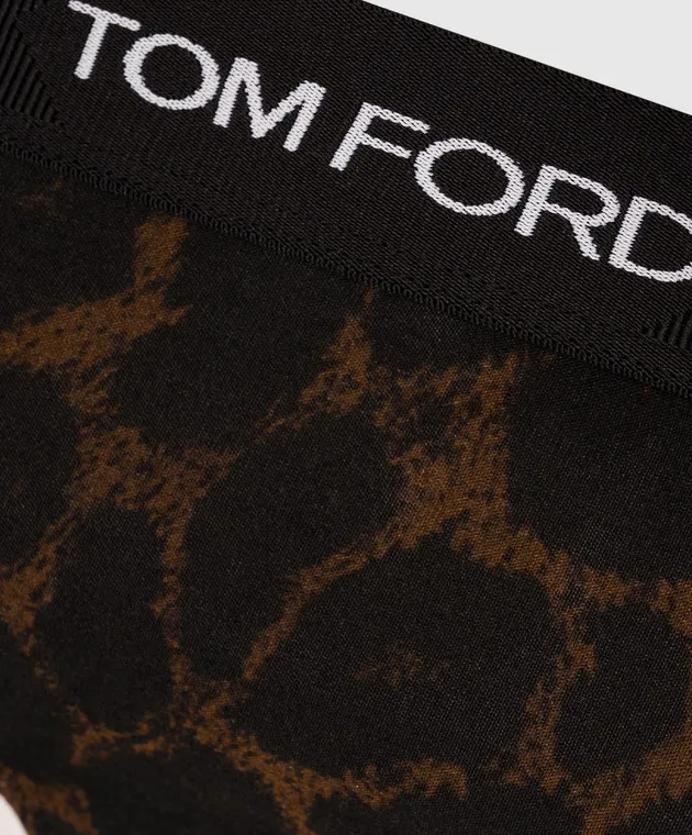 Tom Ford Brown animal print briefs with logo